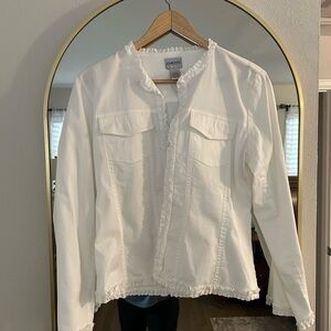Chico's Elegant white Ruffled Jacket